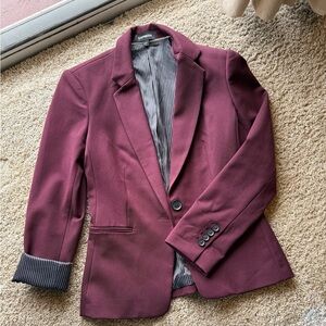 Express Maroon Blazer with Pinstripe Lining - Size 6